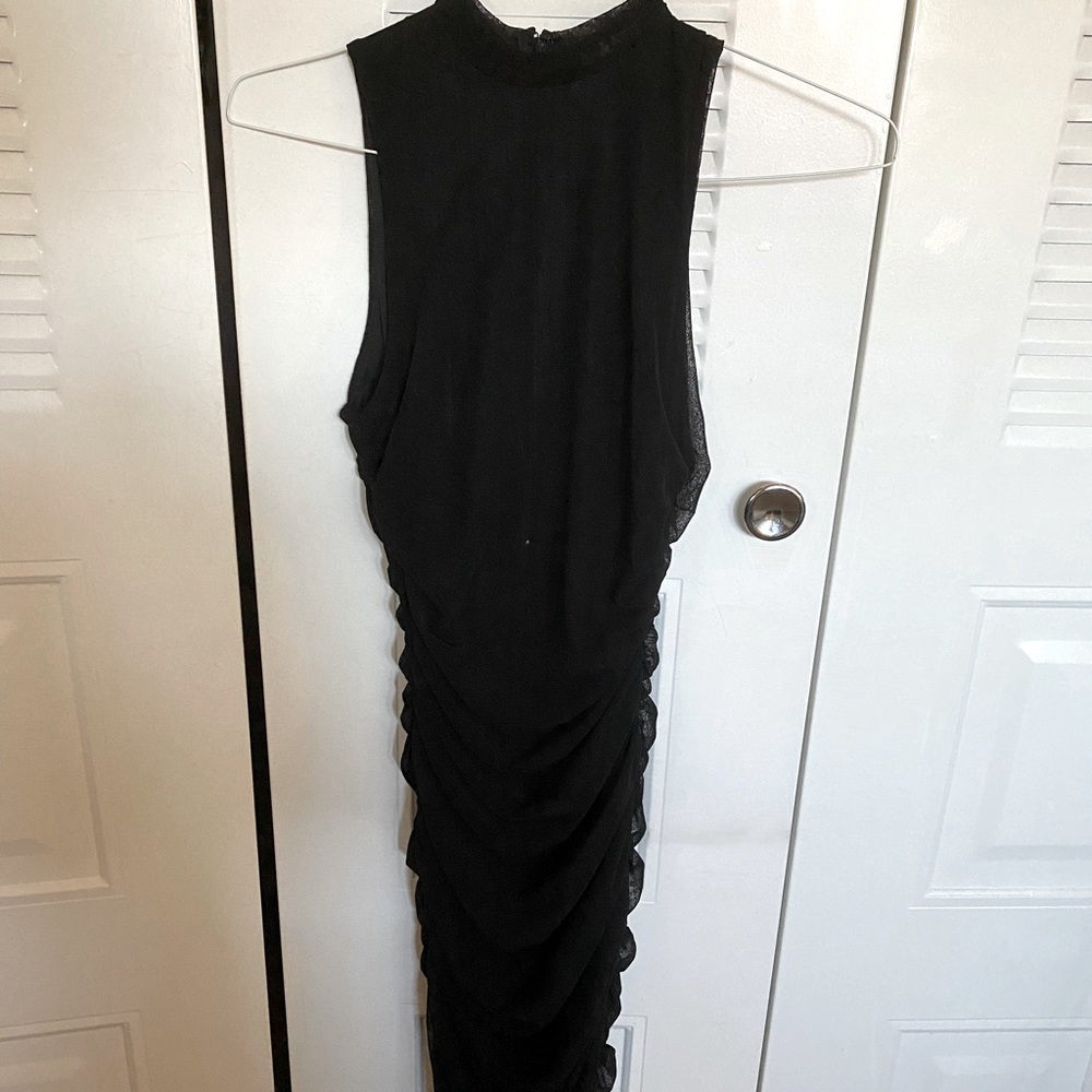 Long outings dress with ruffle sides